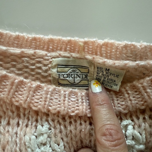 Vintage Forindi Pastel Chevron Knit Sweater Grandmacore 90s Art Deco - Picture 5 of 8
